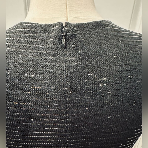 NWT Elegant St. John Sleeveless Black Sequin/Mesh Evening Dress, Size 6 - Picture 7 of 12